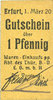 GERMANY - EMERGENCY NOTES (1914-1923) A - J 1 pf Erfurt. Waren-Einkaufs Abt. des Thüringischen Beamtenvereins. Billet. -