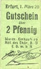 GERMANY - EMERGENCY NOTES (1914-1923) A - J 2 pf Erfurt. Waren-Einkaufs Abt. des Thüringischen Beamtenvereins. Billet. -