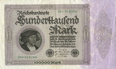 GERMANY 100 000 mark Allemagne. Billet. Série P -