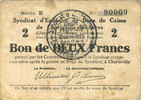 FRENCH EMERGENCY NOTES 2 francs Charleville et Mézières (08). Syndicat d'Emission de Bons de Caisse. 11.3.1916, série E -