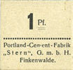 GERMANY - EMERGENCY NOTES (1914-1923) A - J 1 pf Finkenwalde (Zdroje, Pologne). Portland Cement-Fabrik G.m.b.H. Billet. -