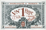 OTHER FOREIGN NOTES 1 franc Monaco. 20.3.1920, Essai -