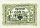 GERMANY - EMERGENCY NOTES (1914-1923) A - J 5 mark Goslar. Stadt. Billet. -