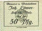 GERMANY - EMERGENCY NOTES (1914-1923) A - J 50 pf Hassloch. Löwer Joh.. Brauerei und Weinkellerei. Billet. sans signature -