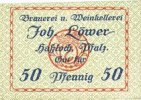 GERMANY - EMERGENCY NOTES (1914-1923) A - J 50 pf Hassloch. Löwer Joh.. Brauerei und Weinkellerei. Billet. sans signature -