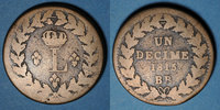 FRENCH MODERN COINS 2e blocus de Strasbourg 1815. 1 décime Sans points -