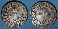 FRENCH MODERN COINS 1815 BB 2e blocus de Strasbourg 1815. 1 décime point... 42,00 EUR  plus 9,45 EUR verzending