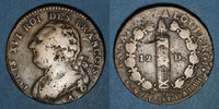 FRENCH MODERN COINS 12 deniers Constitution (1791-1792). 1792 A, an 3. Sans cédille. Type FRANCOIS. Rosette -