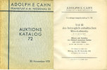 NUMISMATIC BOOKS Cahn A., Francfort. Vente aux enchères n° 72, du -