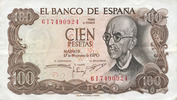 OTHER FOREIGN NOTES 100 pesetas Espagne. (1974) -