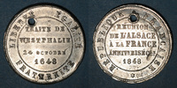 ALSACE 2e centenaire de la Réunion de l'Alsace à la France (traité de Westphalie). Médaille en étain -