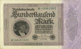 GERMANY 100 000 mark Allemagne. Billet. Série K -