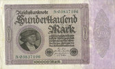 GERMANY 100 000 mark Allemagne. Billet. Série S -