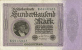 GERMANY 100 000 mark Allemagne. Billet. Série E -