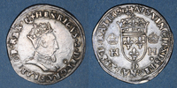 FRENCH ROYAL COINS teston Henri II (1547-1559). 1/2 1er type, et point 12e. Lyon -