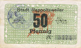 FRENCH EMERGENCY NOTES 50 pfennig Ribeauvillé (Rappoltsweiler) (68). Ville. Billet. -