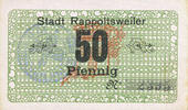 FRENCH EMERGENCY NOTES 50 pfennig Ribeauvillé (Rappoltsweiler) (68). Ville. Billet. -