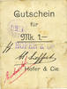 FRENCH EMERGENCY NOTES 1 mark Ribeauvillé (Rappoltsweiler) (68). Hofer & Cie. Billet, carton. G de Gutschein enroulé. -