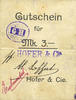 FRENCH EMERGENCY NOTES 3 mark Ribeauvillé (Rappoltsweiler) (68). Hofer & Cie. Billet, carton. G de Gutschein enroulé. -