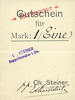 FRENCH EMERGENCY NOTES 1 mark Ribeauvillé (Rappoltsweiler) (68). Ch. Steiner. Billet, carton. G de Gutschein enroulé. -