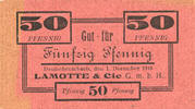 FRENCH EMERGENCY NOTES 50 pfennig Rombach-le-Franc (Deutschrumbach) (68). Lamotte & Cie. Billet. -