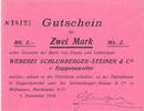 FRENCH EMERGENCY NOTES 2 mark Roppentzwiller (Roppenzweiler). Weberei Schlumberger-Steiner & Cie. Billet. -
