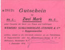 FRENCH EMERGENCY NOTES 2 mark Roppentzwiller (Roppenzweiler). Weberei Schlumberger-Steiner & Cie. Billet. -