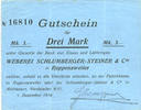 FRENCH EMERGENCY NOTES 3 mark Roppentzwiller (Roppenzweiler). Weberei Schlumberger-Steiner & Cie. Billet. -