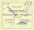 FRENCH EMERGENCY NOTES 20 mark Saint-Amarin. Konsumverein. Billet. . Signatures. : L. Vuillard et Eug Kühner -