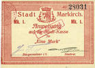 FRENCH EMERGENCY NOTES 1 mark Sainte-Marie-aux-Mines. Ville. Billet. . J. Frey et Kayser. Cachet 31 mm -