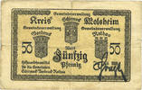 FRENCH EMERGENCY NOTES 50 pfennig Schirmeck. Ville. Billet. 7.1918. Petit cachet communal -