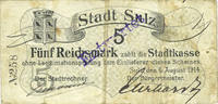 FRENCH EMERGENCY NOTES 5 mark Soultz. Ville. Billet. Annulé -