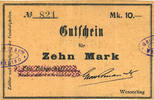 FRENCH EMERGENCY NOTES 10 mark Wesserling. Cros Roman & Cie. Billet. . Annulé -