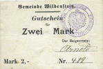 FRENCH EMERGENCY NOTES 2 mark Wildenstein. Commune. Billet. (décembre 1914). Beigeordnete sans d -