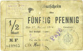 FRENCH EMERGENCY NOTES 50 pfennig Willer-sur-Thur. Spinnerei & Weberei Koechlin GmbH. Billet. Annulé -
