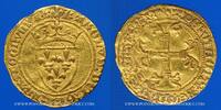 FRENCH ROYAL GOLD COINS  Charles VII (1422-1461). 1/2 écu dor à la couronne, 4e émission (26 mai 1447). Rouen (point 15e) VF