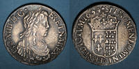 FRENCH ROYAL COINS Ecu Louis XIV (1643-1715). Ecu de Navarre à la mèche longue Saint-Palais -