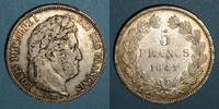FRENCH MODERN COINS 5 francs 1841 W Louis Philippe (1830-1848).  Lille T... 210,00 EUR  plus 9,45 EUR verzending