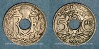 FRENCH MODERN COINS 5 centimes 1934 3e république (1870-1940).  Lindauer petit module EF