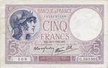 NOTES OF THE BANQUE DE FRANCE 5 francs Banque de France. Billet. violet, 13.7.1939, modifié -