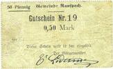 FRENCH EMERGENCY NOTES 0,50 mark Ranspach (68). Billet. . Cachet communal allemand -