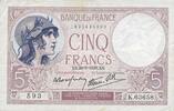 NOTES OF THE BANQUE DE FRANCE 5 francs Banque de France. Billet. violet, 28.9.1939, modifié -