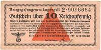 10 pfennig 1939-45 DEUTSCHLAND Allemagne. Camps allemands de prisonniers de guerre 1939-45. Billet. ss
