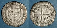 FRENCH ROYAL COINS Blanc Charles VI (1380-1422). guénar à l'O rond, 2e émission . Saint-Lô -