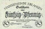 GERMANY - EMERGENCY NOTES (1914-1923) A - J 50 pf Erlangen. Stadt. Billet. 29/31.10.1918 -