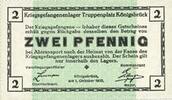 GERMANY - WAR PRISON CAMPS (1914-1918) 2 pf Allemagne. Königsbrück. Kriegsgefangenenlager - Truppenplatz Königsbrück. Billet. -
