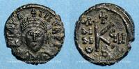 BYZANTINE EMPIRE follis Empire byzantin. Maurice Tibère (582-602). 1/2 . Constantinople, 2e officine, 589-590 -