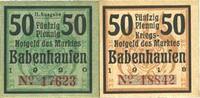 GERMANY - EMERGENCY NOTES (1914-1923) A - J 50 pf Babenhausen. Markt. Billets. 1918 1920 -