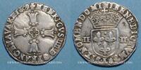 FRENCH ROYAL COINS 1/4 d'écu Henri IV (1589-1610). 2e type et ancre. Bayonne -