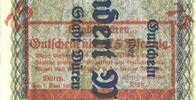 GERMANY - EMERGENCY NOTES (1914-1923) A - J 75 pfennig Düren. Stadt. Billet. 1.6.1921, imprimé /partie centrale d'un billet découpé -